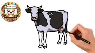 DIBUJA UNA VACA 🐮 FÁCIL Y RÁPIDO PARA NIÑOS 👦 👧- how to draw ✍️ a cow 🐄 ##dibujo #vaca
