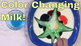 Color Changing Milk - Science Experiment! - Milk + Food Coloring = Surface Tension Science Trick!