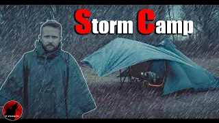 Storm Camping in Heavy Rain, Strong Winds, Thunder and Lightning - New OneTigris Tent Test