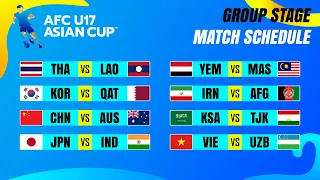 Group Stage: Match Schedule | AFC U-17 Asian Cup 2023.