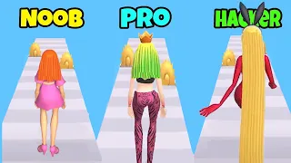 NOOB vs PRO vs HACKER in Hair Challenge | Max Level Hair Length