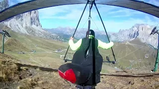 Pilot error. Hang gliding accident, take-off. Dolomites