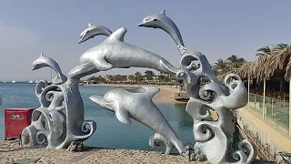 Sindbad Club Hurghada walk to the beach, walk all over the beach and marina