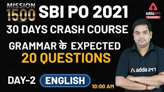 MISSION SBI PO 2020-21 | SBI PO English 30 Days Crash Course | Grammar Expected 20 Questions