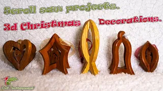 Scroll saw Projects. 3d Christmas tree decorations.