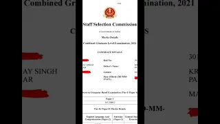 My ssc CGL 2021  Tier 2 SCORECARD , #ssccgl2021 #ssccgl#sscenglish #ssc#scorecard#exciseinspector