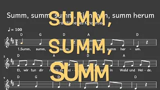 Lied: Summ, summ, summ, Bienchen, summ herum (Frühling, Tiere / Melodie, Akkorde, Noten, Text)