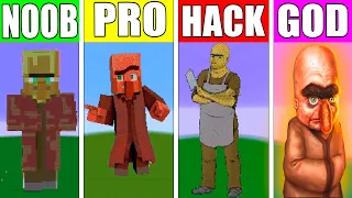 NOOB VS PRO VS HACKER VS GOD VILLAGER in Minecraft Pixel Art