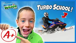 Kids SNOWMOBILE racing challenge! River vs Wilder vs Archer