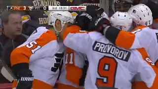 Travis Konecny's First Career Playoff Goal! - Philadelphia Flyers vs Pittsburgh Penguins 4/13/18