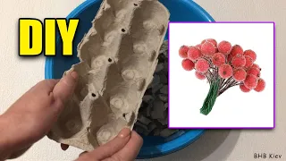 DIY. Сахарные ягодки своими руками из яичных лотков . Декор композиций.