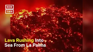 Drone Footage Captures Lava from La Palma Volcano Eruption #Shorts