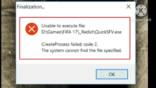 Setup Fix Unable to execute file & CreateProcess failed code 2 The system cannot find in Windows