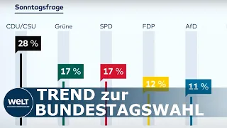 SONNTAGSTREND: Beliebtheit der GRÜNEN sinkt weiter - Insa-Umfrage zur Bundestagswahl