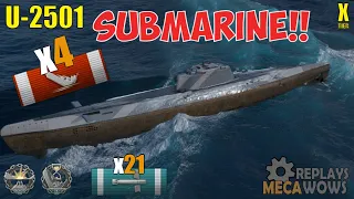 SUBMARINE U-2501 4 Kills & 111k Damage | World of Warships Gameplay