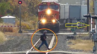 Crossing Gate Almost Hits Man In Head! Quadruple Train Meet! Big CP Train Rounds The Curve! + More!