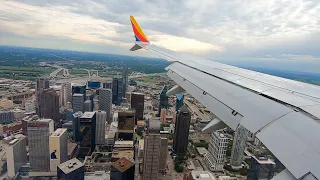 Southwest Airlines 737 MAX 8 Final Approach Over Downtown Into Dallas Love Field