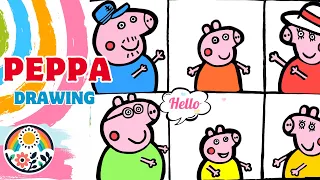 Peppa Pig and Her Family Drawing, Painting, Coloring for Kids 🌈🐷 I Simple Drawing