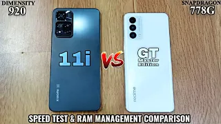 Mi 11i Hypercharge vs Realme GT Master Edition Speed Test Comparison🔥🔥RAM Management Test🤯🤯