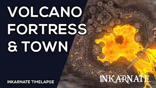 Volcano Fortress & Town | Inkarnate Timelapse