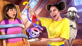 Amanda, a Aventureira, e Woolly vs. Dora, a Exploradora, na Vida Real! Como se Tornar Amanda!