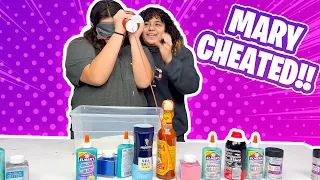 Mary Controls My Blindfold Slime Challenge ...Mary Cheated!!!