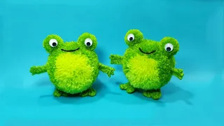 Super Cute Frog Pom Pom Doll - Easy Animal Pom Pom Doll Tutorial