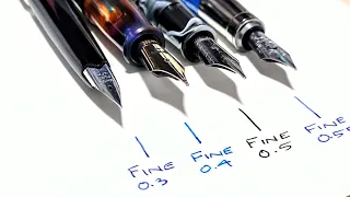 Nib Width Comparison with 47 Pens: From Extra Fine To 1.1mm Stub