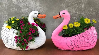 DIY Duck Planter Pots Using Plastic Bottles and Cement Casting