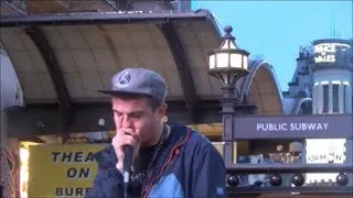 London. Beatboxer MPFree Performing. Great Beatbox Sound. Piccadilly Circus Street Music