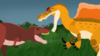 Dinosaurs Cartoons Battles: Tyrannosaurus Rex vs Spinosaurus | DinoMania