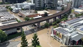 The mess after the storm. Large area of South Brisbane and Montague Road are under the water