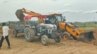 JCB 3dx Backhoe Maschine fully Loading Mud in eicher tractor 241 JCB khudai Mud #jcb3dxmachine