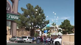 Family of Amari Nicholson holds balloon release