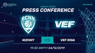 Nizhny Novgorod v VEF Riga - Press Conference - Basketball Champions League 2019-20