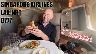 SUPERB SINGAPORE AIRLINES |  LAX - NRT  |  Business Class Burger on the B777