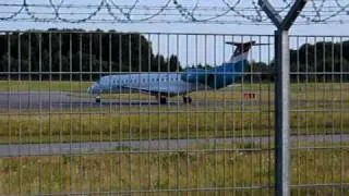 Luxair Embraer taking off from Luxembourg airport