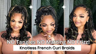 Soft Curls with NO Tangles, NO Matting & NO FRIZZ! 😍 DIY Knotless Braids Ft. Freetress French Curl