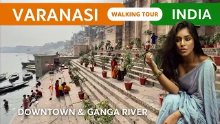 Varanasi India walking tour 2024 🇮🇳 Downtown Walk & Ganga River