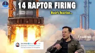 Elon Musk just reacted to Starship Booster 7 14 engines firing for the first time!
