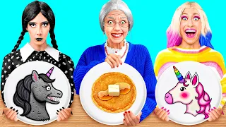 Défi De Cuisine Wednesday vs Grand-Mère | Astuces Culinaires Amusantes Fun Teen