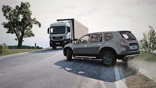 BeamNG Drive - Dangerous Overtaking Crashes #6