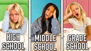 HIGH SCHOOL vs MIDDLE SCHOOL vs ELEMENTARY | Morning Routine w/ 16 kids