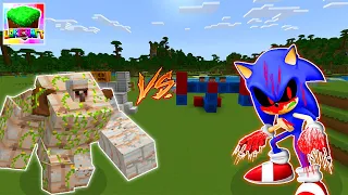 GIANT IRON GOLEM vs SONIC EXE in LOKICRAFT