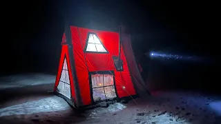 Hot Tent Camping In A Snowstorm / Everything froze / Snow, Blizzard and Wind