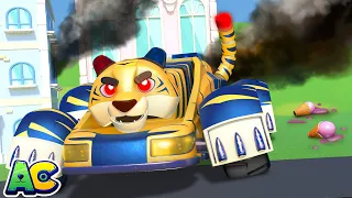 Oh no! Tiger POLICE Car EVIL TWIN attacks the City! | Police Rescue Team | AnimaCars | Kids Cartoon