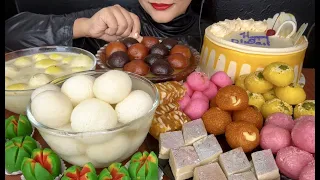 RASMALAI,RASGULLA,CREAM CAKE,KALA JAMUN,GULAB JAMUN,HALWA,CHUM CHUM *ASMR EATING*