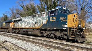 CSX 1776 Spirit of our Armed Forces in Winchester VA CSX yard again with local and a slug passing it