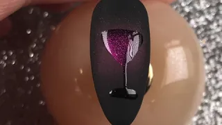 Wine glass nail design, happy a little drink.