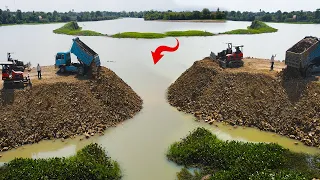 New Action Every Day Build Clean Water System in the lake with machinery activities Work regularly